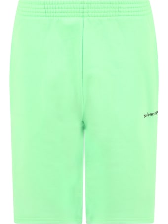 Balenciaga Neon Green Short For Kids With Logo