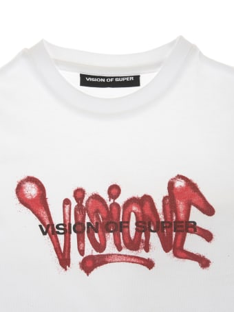 Vision of Super Unisex Kid White And Red "visione" T-shirt
