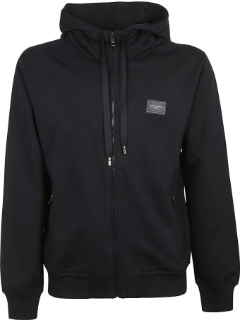 Dolce & Gabbana Logo Patched Zip Hoodie