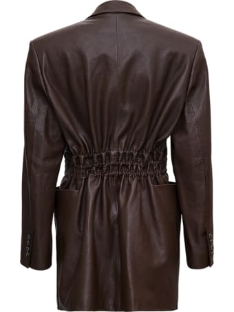 The Mannei Brown Leather Jacket With Drawstring