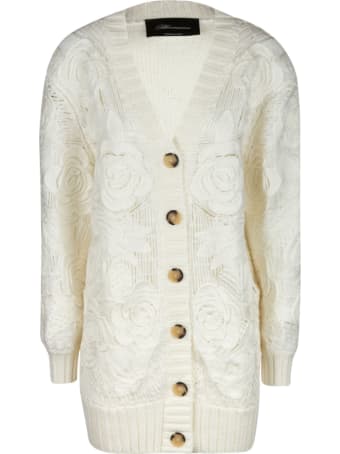Blumarine Perforated Floral Knit Cardigan
