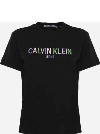 Calvin Klein Cotton T-shirt With Multicolored Logo Calvin Klein