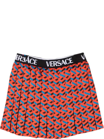 Versace Pleated Skirt With Kids Print