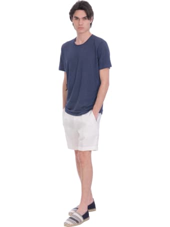 120% Lino T-shirt In Blue Linen
