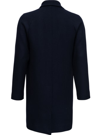 doppiaa Single Breasted Blue Wool Long Coat