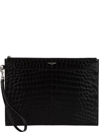 Saint Laurent Croco Embossed Logo Ipad Holder