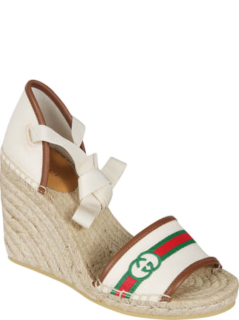 Gucci Web Stripe Detail Woven Sandals