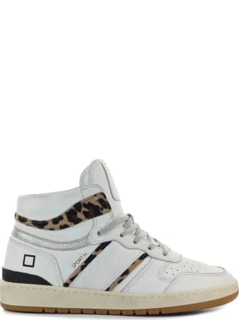 D.A.T.E. Sport High Vintage Calf White Leopard Sneaker