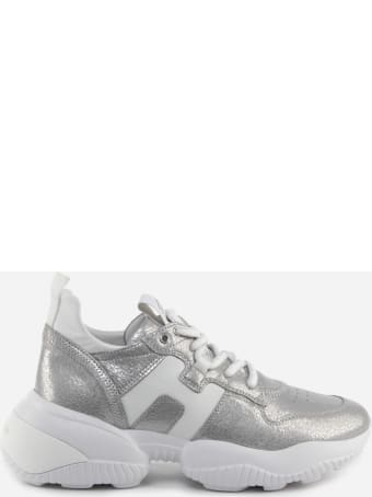 Hogan Interaction Sneakers In Leather With Pearly Finish