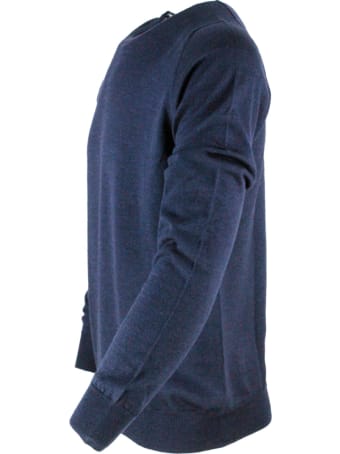 Barba Napoli Light Long-sleeved Crewneck Sweater In Wool And Silk