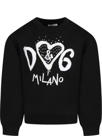 Dolce & Gabbana Black Sweatshirt For Girl With Logo