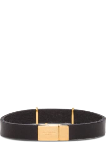 Saint Laurent Leather Bracelet With Logoed Buckle