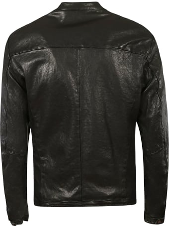 DFour Band Collar Zip Leather Jacket
