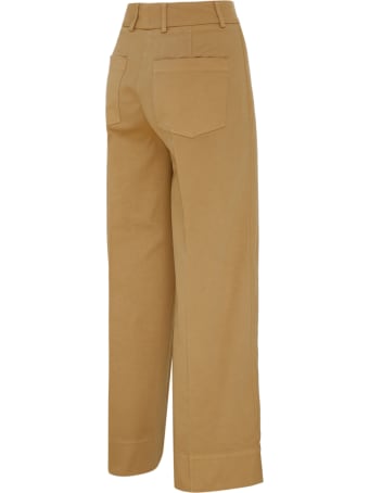 QL2 Beige Sibilla Cotton Blend High Waist Pants