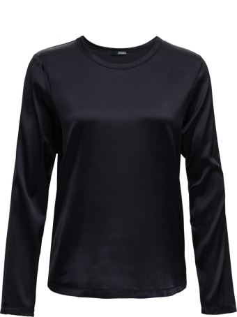 Tessa Black Satin Blouse