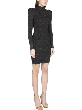 Balmain Buttons-detail Lame Knit Mini Dress