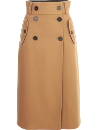 Mantù Long Straight Skirt W/double Buttons