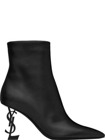Saint Laurent Black Leather Opyum 85 Ankle Boots