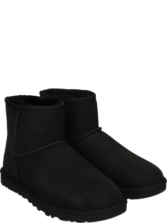 UGG Mini Classic Ankle Boots In Black Suede