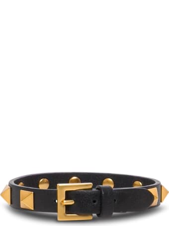 Valentino Garavani Black Leather Bracelet With Studs