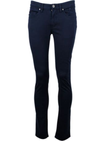 Jeckerson 5-pocket Trousers In Stretch Textured Cotton With Zip With Slim Fit