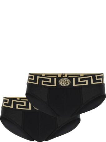 Versace Bi-pack Underwear Greca Border Low Waist Briefs