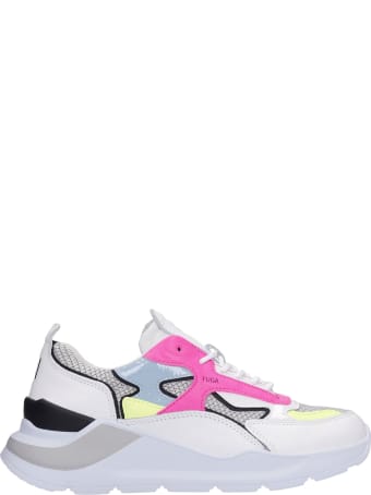 D.A.T.E. Fuga Sneakers In White Leather And Fabric