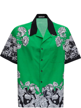 Valentino Dark Blooming Cotton Poplin Shirt