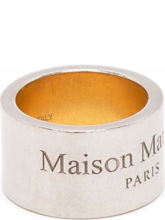 Maison Margiela Silver Brass Logo-engraved Ring