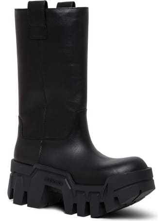 Balenciaga Bulldozer Black Leather Boots With Treaded Sole
