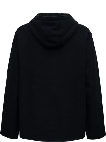 Jil Sander Black Wool Blend Hoodie With Studs
