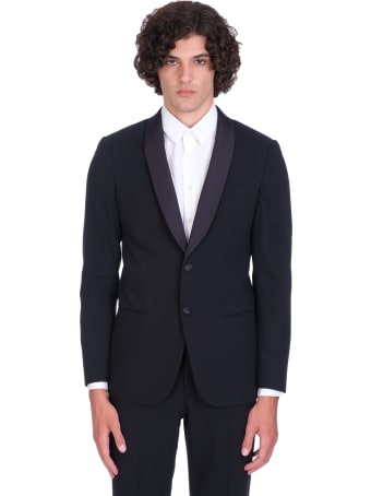 Giorgio Armani Tuxedo Dress In Blue Wool
