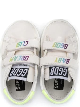 Golden Goose Newborn White Super-star Sneakers With Multicolor Baby Ggdb Print