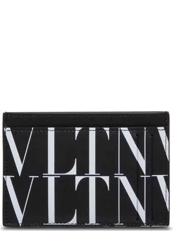Valentino Garavani Vltn Card Holder In White And Blackleather