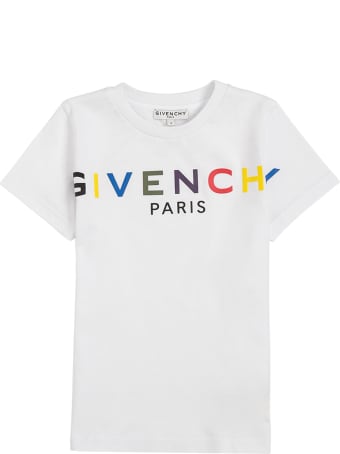 Givenchy White Cotton T-shirt With Multicolor Logo Print