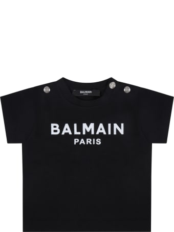 Balmain Black T-shirt For Baby Kids With Logo