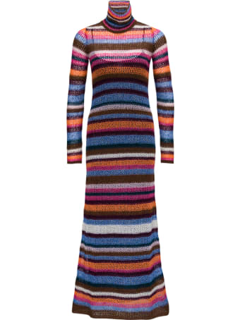 M Missoni High Neck Striped Wool Blend Long Dress