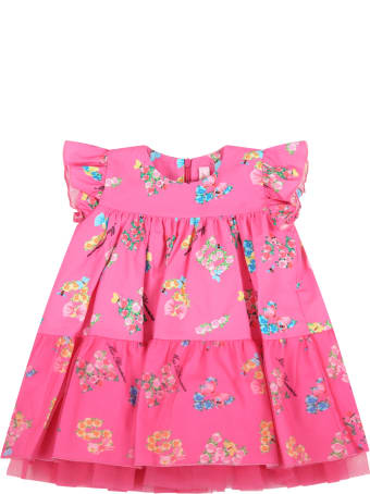 Blumarine Fuchsia Dress For Baby Girl With Logo