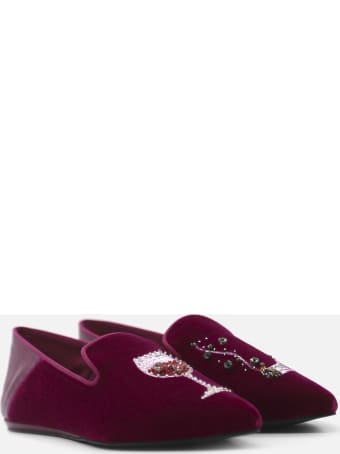 Kurt Geiger Velvet Loafers With Embroidery And Beads