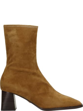 Lola Cruz High Heels Ankle Boots In Camel Suede