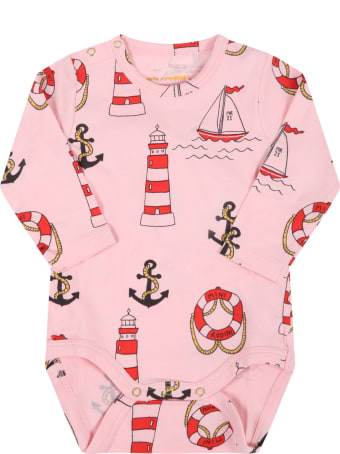 Mini Rodini Pink Body For Baby Girl With Anchors