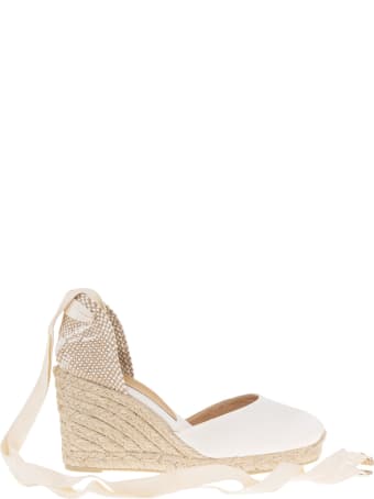 Castañer Carina Espadrille In White Canvas With Wedge