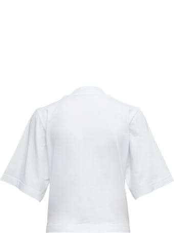 Palm Angels White Cotton Cropped T-shirt With Teddy Bear Print