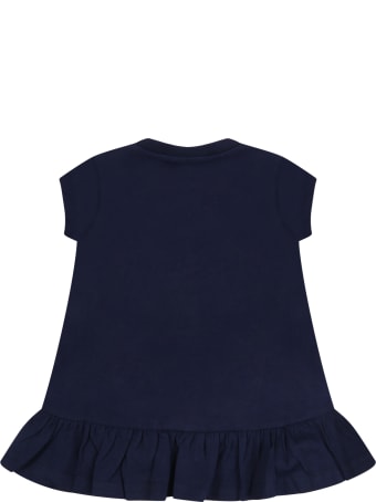 Ralph Lauren Blue Dress For Baby Girl With Logo