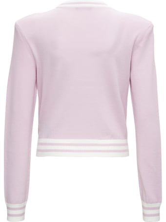 Balmain Pink Wool Sweater With Logo