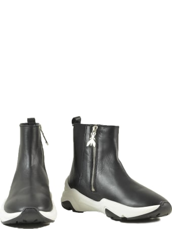 Patrizia Pepe Black Leather Booties W/rubber Sole