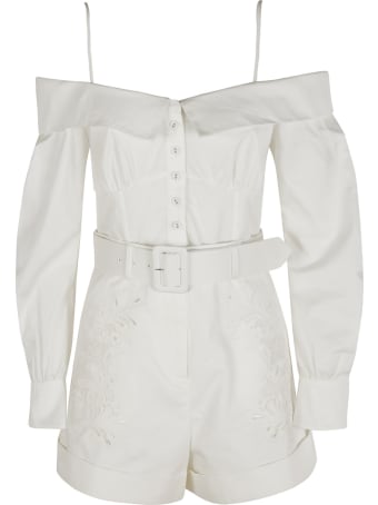 self-portrait Belted Waist Off-shoulder Playsuit