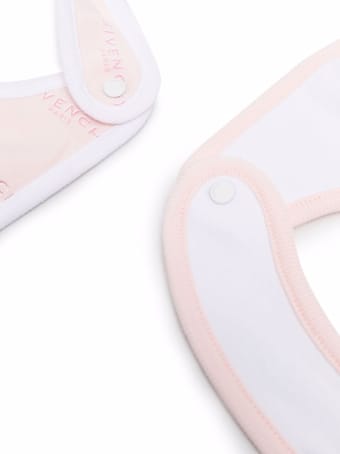 Givenchy White And Pink Baby Bibs Set With Logo