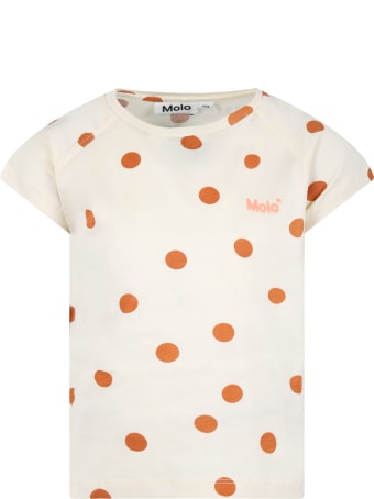 Molo Beige ''rozalia'' T-shirt For Kids With Polka-dots