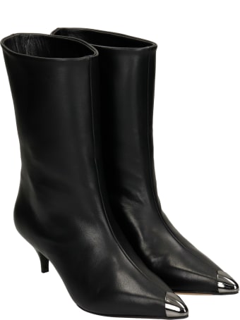 Alchimia Low Heels Ankle Boots In Black Leather